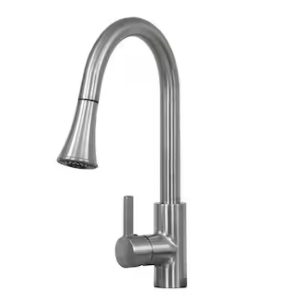 styel selections brushed nickel single lever pull down faucet and strainer